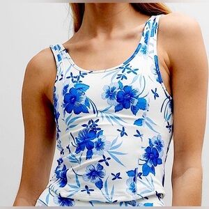 LoveshackFancy Indigrina Peplum-Hem Tank Top - Size XL